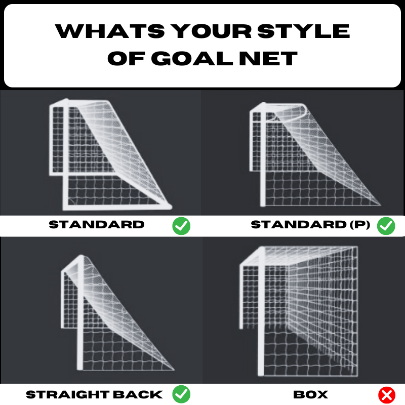 6.4m x 2.1m REPLACEMENT SOCCER GOAL NETS [Style: Standard] [Size:: 6.4m x 2.1m x 0.9m x 2.0m] [Thickness:: 3mm | White]