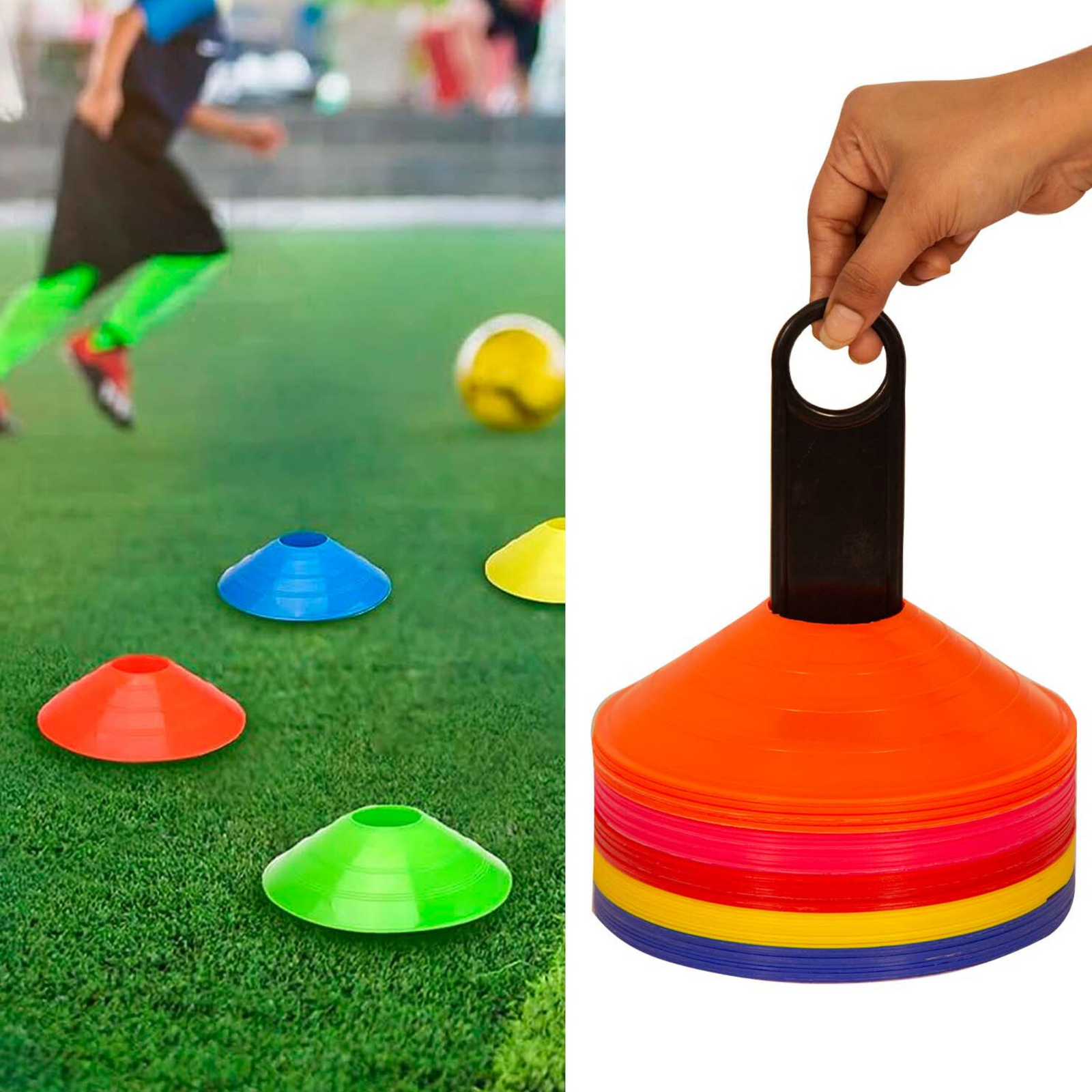 Cazna Soccer Training Marker Cones [5 COLOURS] [Colour: Multi Colours] [Pack Size:: Pack of 50]