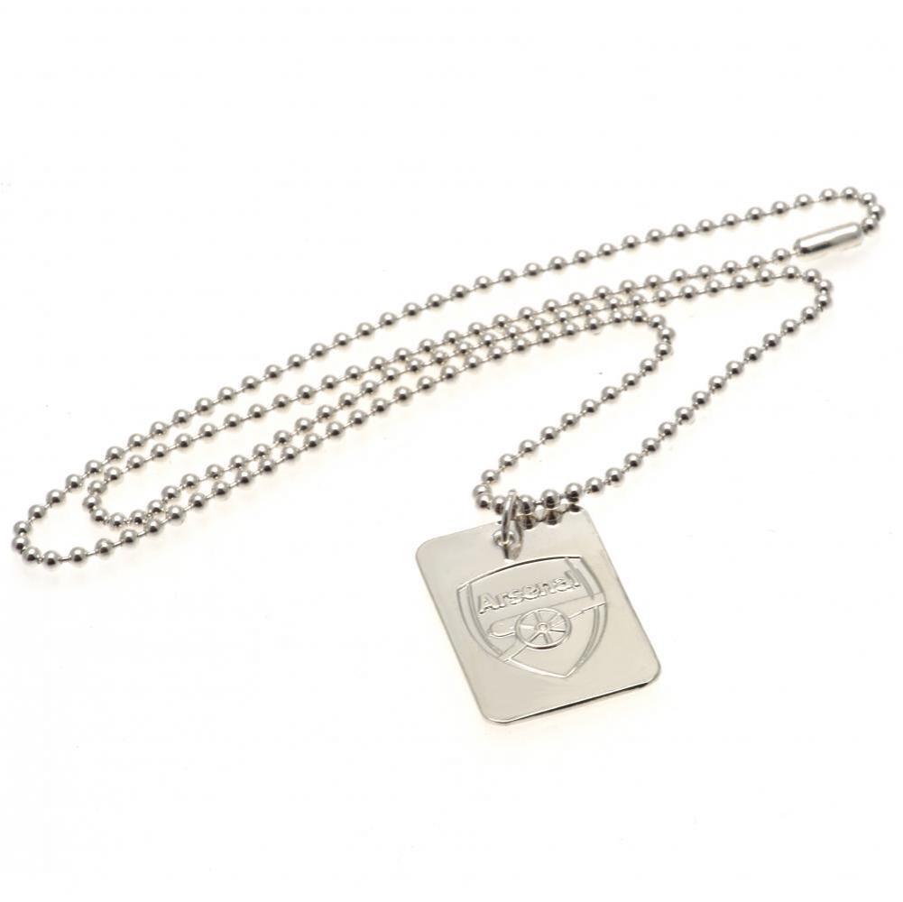 Arsenal FC Silver Plated Dog Tag &amp; Chain