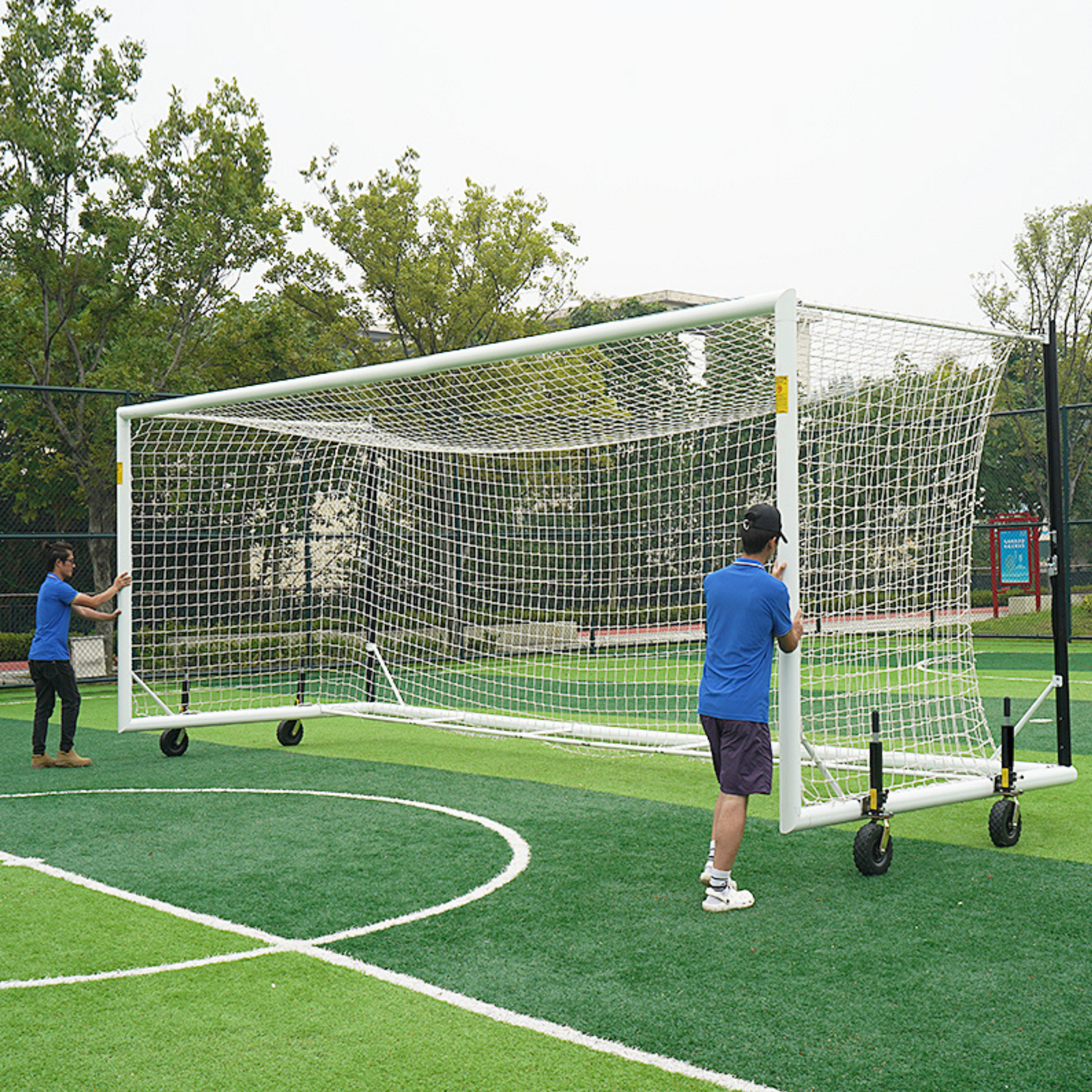 3.7m x 1.8m Cazna ALU110 Freestanding Stadium Box Soccer Goal [Single or Pair:: Single] [Wheel Options:: 360° Wheels] [Goal Weights:: With Weights]