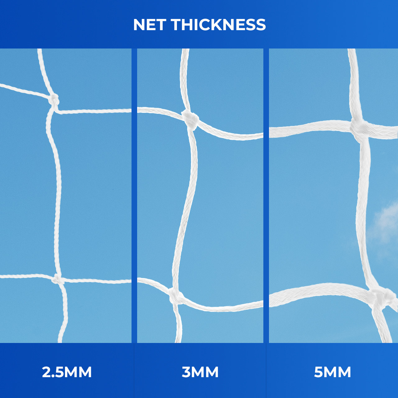 3.6m x 1.8m REPLACEMENT SOCCER GOAL NETS [Style: Standard] [Size:: 3.6m x 1.8m x 0.3m x 1.6m] [Thickness:: 2.5mm | White]