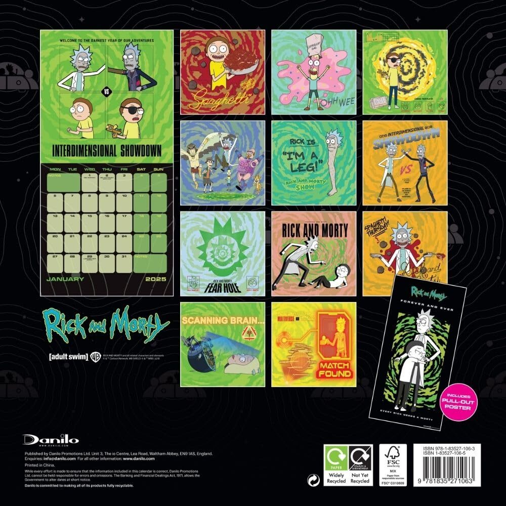 Rick And Morty Square Calendar 2025