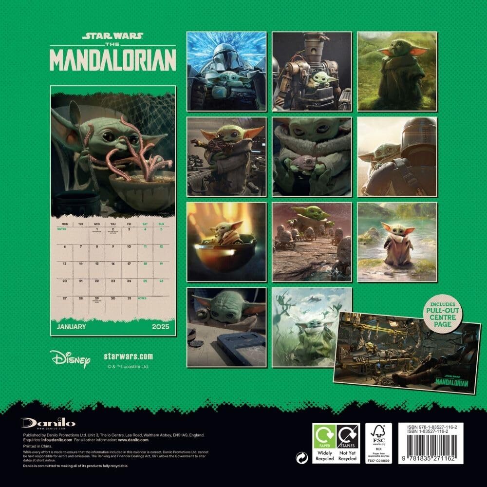 Star Wars: The Mandalorian Grogu Square Calendar 2025