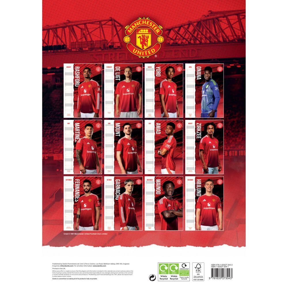 Manchester United FC A3 Calendar 2025