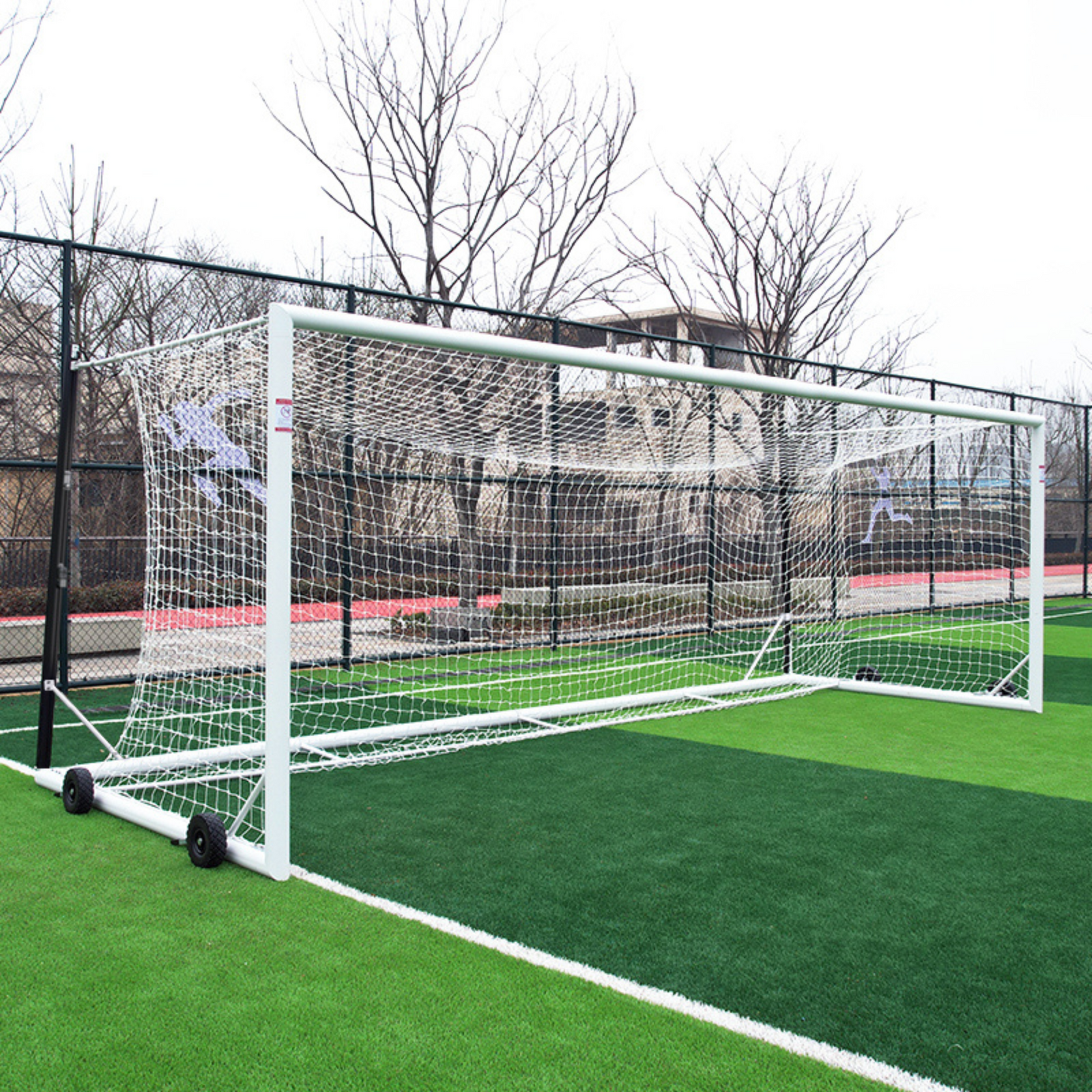 7.3m x 2.4m Cazna ALU110 Freestanding Box Stadium Soccer Goal [Single or Pair:: Single] [Wheel Options:: 360° Wheels] [Goal Weights:: With Weights]