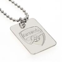 Arsenal FC Silver Plated Dog Tag &amp; Chain